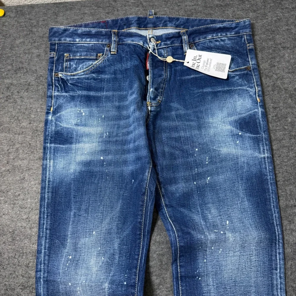 Dsquared2 Skinny Dan Jean Blue Distressed ICON Patch Jeans Size 54 IT (36x29)